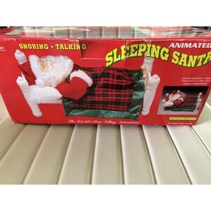 Vintage 1994 Telco Motion-ettes Sleeping Snoring Talking Santa Animated Works